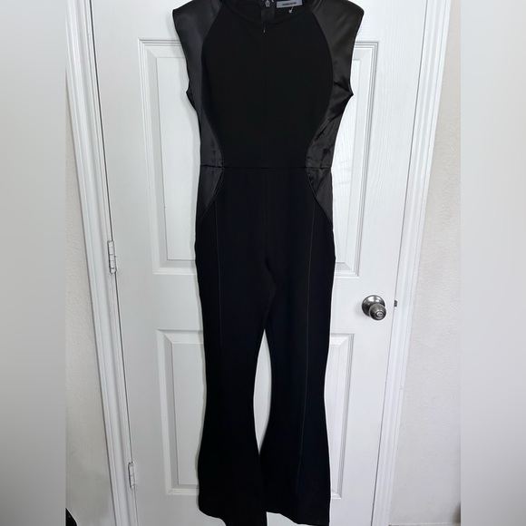 Manière De Voir, Satin Contour Flared Jumpsuit - Black Size 12 - Picture 4 of 12